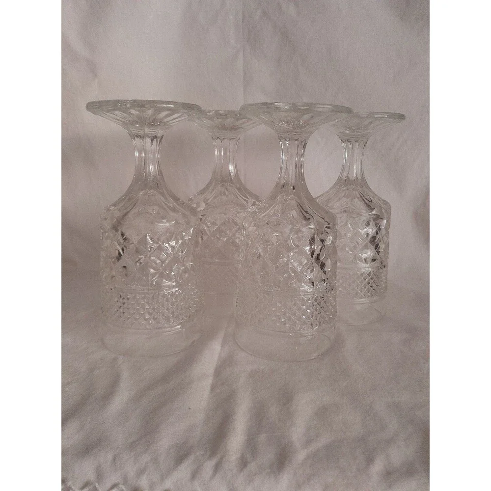ANCHOR HOCKING Wexford Ships Decanter w/Stopper, Wine Glasses & Tray